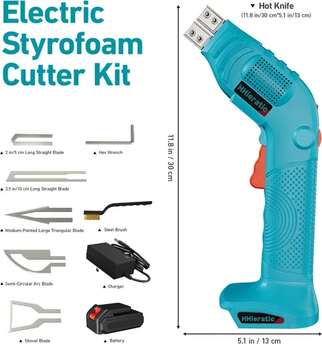 Vista 4 de Cuchillo caliente inalámbrico con batería, kit de cortador eléctrico de espuma de poliestireno con control de temperatura máximo 932 °F (500 ℃)