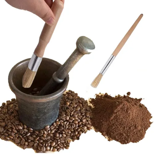 Vista 5 de Juego de 4 cepillos de limpieza para cafetera, incluye cepillos de madera y nailon para molinillos y cabezales de grupo