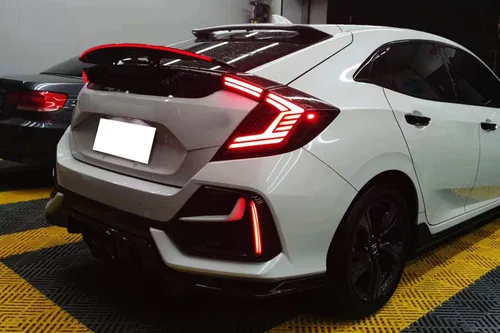 Vista 8 de iJDMTOY luces LED de reflector de parachoques de lente roja 24-SMD compatibles con Honda Civic Hatchback 2017-21, SI o Sedan Tipo-R, función como