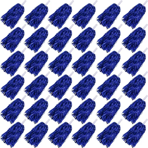 Vista 14 de HAVAGDTM 36PCS Cheerleading Pom Poms Metallic Foil Plastic Pom Poms with Baton Handle for Game Sports Squads Dancing Party Football Basketball Club