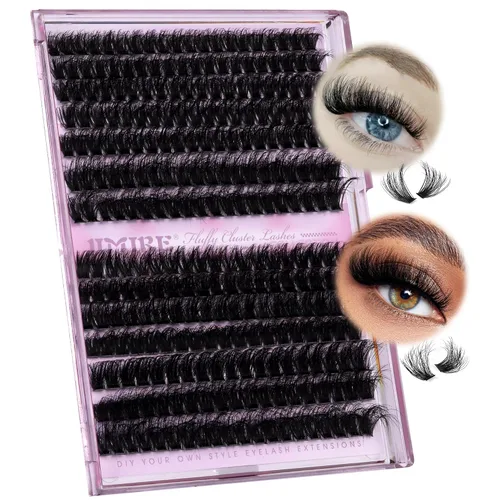 Vista 16 de JIMIRE Extensiones de pestañas naturales en racimo 320 piezas, extensiones de pestañas en racimo Wispy 30D+40D, rizadas en D, 9-16MM, mezcladas