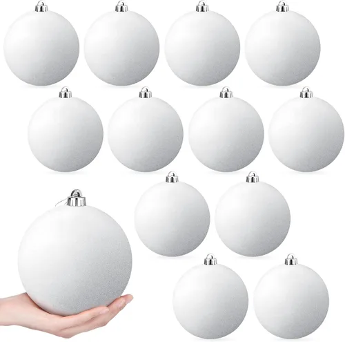 Vista 11 de Poen 12 piezas de adornos de bolas de Navidad grandes de 6 pulgadas con purpurina, adornos de Navidad extra grandes, bolas de Navidad gigantes