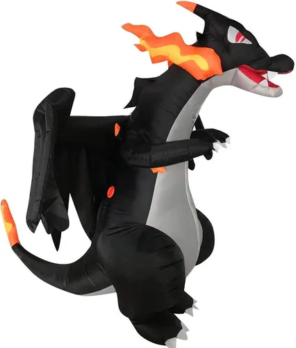 Vista 5 de Disfraces de dinosaurio para adultos disfraz de dinosaurio inflado disfraz inflable dragón malvado que respira fuego para fiesta cuadra