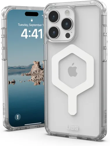 Vista 10 de URBAN ARMOR GEAR UAG - Funda compatible con iPhone 15 Pro Max de 6.7 pulgadas Plyo Ice/oro rosa con imán integrado compatible con carga MagSafe