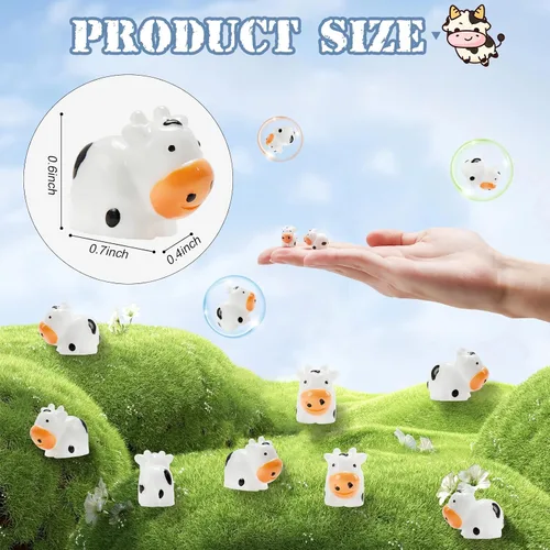 Vista 2 de Juego de 35 mini figuras de vaca de resina, animales del bosque, vacas en miniatura, juego de figuras de animales de resina, pequeños animales