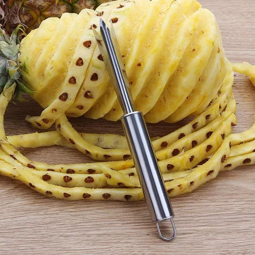 Vista 7 de Herramienta removedor de ojos de piña, clip multiusos, acero inoxidable en forma de V para fruta de cocina casera