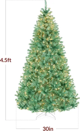 Vista 115 de Best Choice Products Árbol de Navidad azul bebé preiluminado de 6 pies, decoración navideña artificial completa con 947 puntas de rama, 250 luces