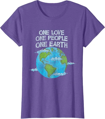 Vista 19 de Vintage One Love One People Planet Cambio climático Día de la Tierra Camiseta Negro