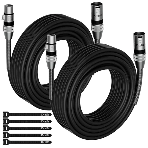 Vista 9 de Paquete de 2 cables de iluminación de escenario DMX de 4 pies, cable XLR macho a hembra de 3 pines, compatible con conexión de audio de micrófono