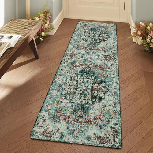 Vista 33 de Lahome Alfombra Floral Bohemio Medaillon - 2x3 Pequeña Alfombra de Baño Rosa Caliente, Alfombra de Cocina, Lavable a Máquina, Antideslizante, Suave