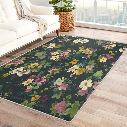 Vista 11 de Alfombra floral retro 70S, lavable, Groovy Funky de 8 x 10 pulgadas, alfombra grande de flores naranjas, dormitorio, sala de estar, decoración