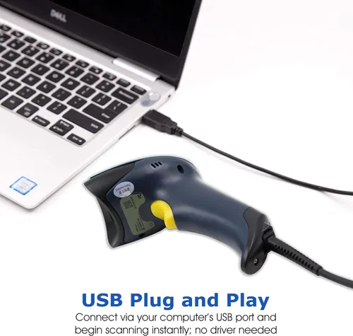 Vista 7 de TEEMI Escáner de código de barras QR con soporte de detección automática manos libres de mano automático USB con cable 1D 2D lector de códigos
