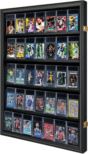 Vista 14 de Verani Vitrina para Tarjetas de Béisbol Deportivo - 8 Marcos de Tarjeta Graduados - Vista Cristalina Clara, Protección UV, Gabinete de Pared Negro