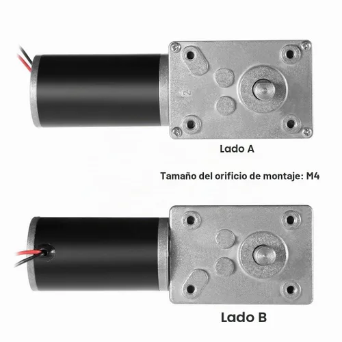 Vista 5 de DC 12V 10RPM 40Kg.cm 8mm Ejes dobles autoblocantes reversibles Motor de engranaje de gusano con cable, motor de caja de engranajes eléctrico de alta