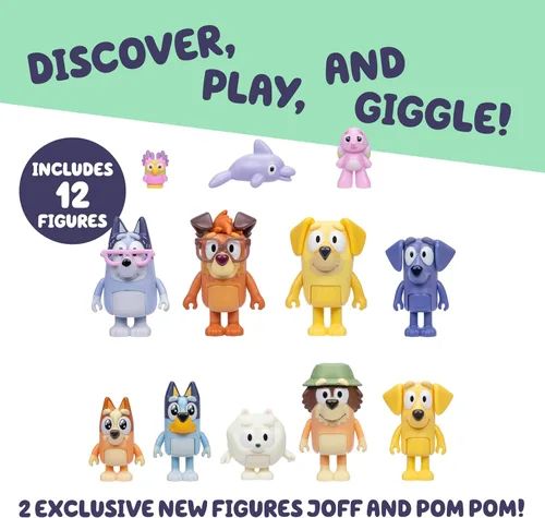 Vista 3 de Figuras de Super Fan de Bluey para Niños Pequeños, Juego de 11 Personajes con Figuras Exclusivas, Incluye Figuras para Niños Pequeños de Bluey