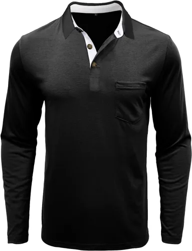 Vista 3 de Uposiut Mens Polo Shirts Long/Short Sleeve Mens Shirts Casual Stylish Cotton True Classic Basic Tee Shirts