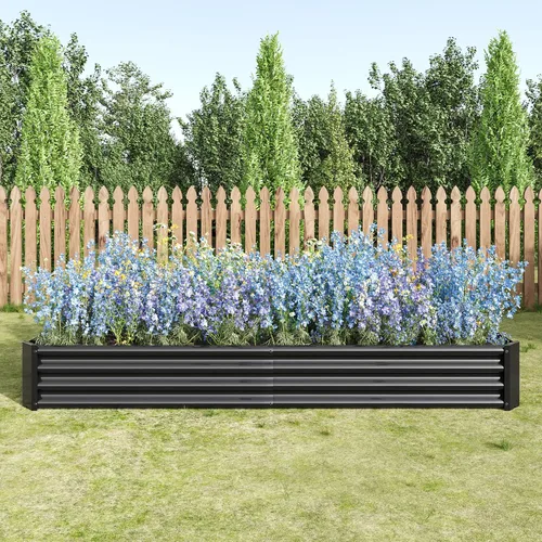 Vista 4 de Cama de jardín elevada galvanizada para verduras, jardineras elevadas al aire libre, camas de jardín elevadas de metal, kit de acero para verduras