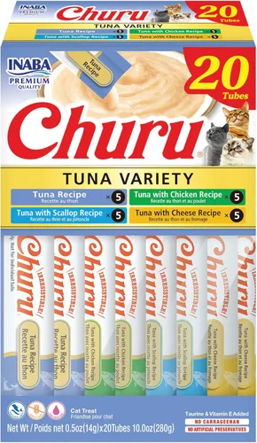 Vista 23 de INABA - Golosinas Churu para gatos, puré cremoso para gatos, sin cereales, que se puede lamer y exprimir / suplemento con vitamina E y taurina, 0.5