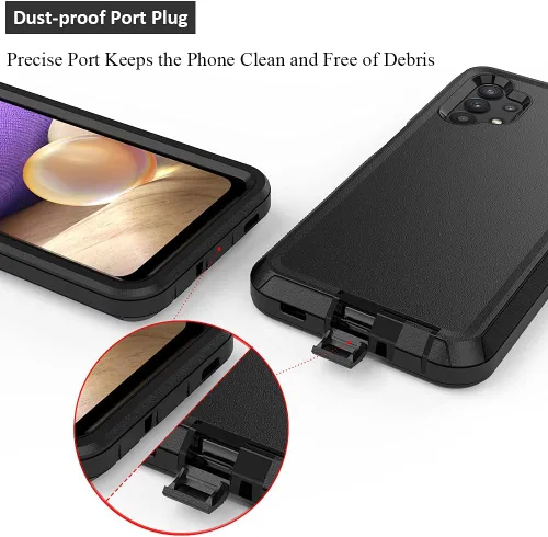 Vista 4 de TENCO Funda compatible con Samsung Galaxy A32 5G, con protectores de pantalla, resistente, a prueba de golpes, protección de cuerpo completo, funda