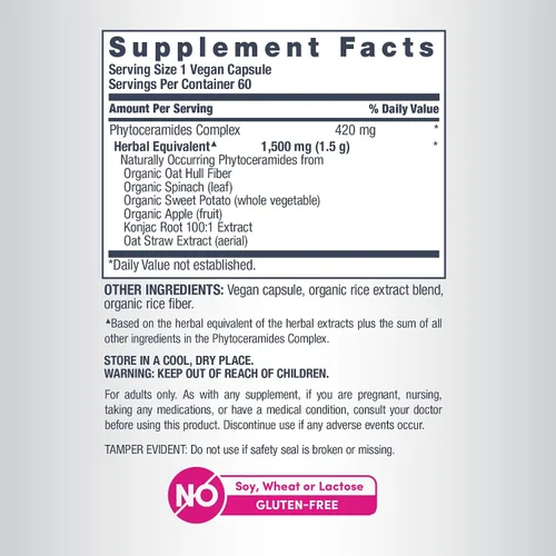 Vista 4 de NeoCell Phytoceramide Complex Suplemento 60 Cápsulas Fórmula avanzada