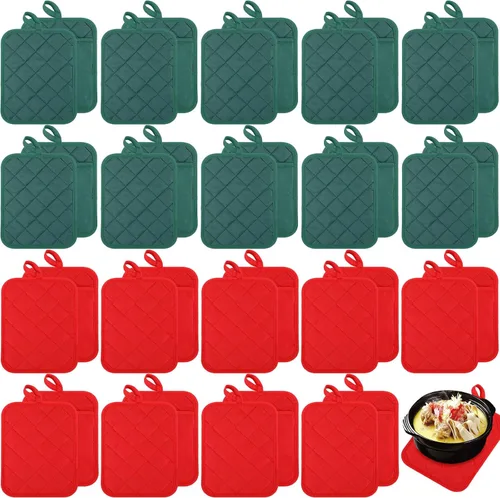 Vista 12 de Hoolerry 20 Piezas Agarraderas para Ollas con Bolsillo Sublimación 7x9'' Algodón Agarraderas para Ollas de Horno al Por Mayor con Lazos para Colgar