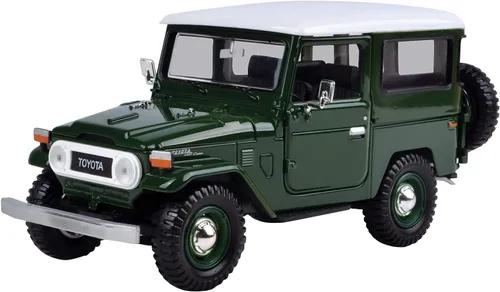 Vista 2 de Toyota FJ40 Verde Oscuro con Top Blanco 1/24 Diecast Model Car by Motormax