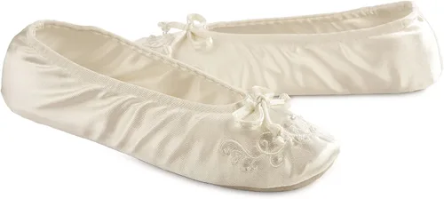 Vista 3 de isotoner Pantuflas de bailarina de satén para mujer con perla bordada