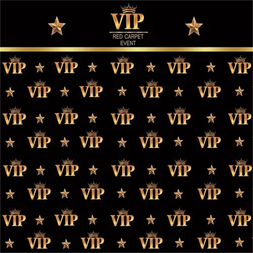 Vista 9 de AOFOTO Telón de fondo VIP de 5 x 3 pies, alfombra roja, decoraciones de fiesta, fondos de fotografía, fondo de película negro y dorado, fondo