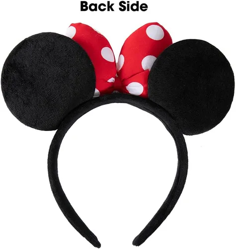 Vista 7 de JIAHANG Diadema de terciopelo con orejas de ratón, lazo de algodón 3D con lunares, decoración de fiesta, disfraces, accesorios para el cabello