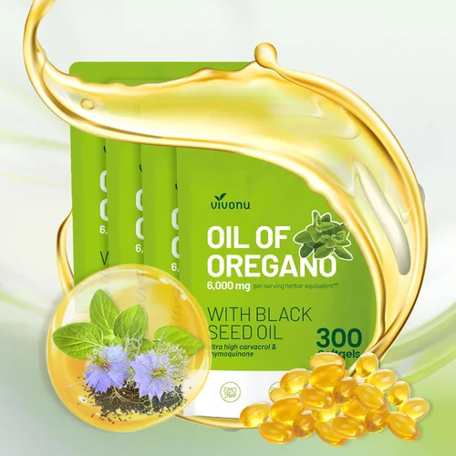 Vista 9 de VivoNu Aceite de orégano con aceite de semilla negra, aceite equilibrado de cápsulas de orégano, cápsulas blandas de aceite de orégano orgánico, sin