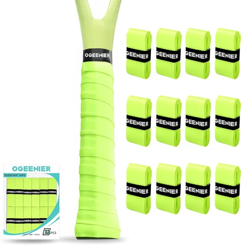 Vista 23 de OGEENIER Cinta de agarre para raqueta de tenis, paquete de 3, 6, 12 cintas de agarre de tenis, absorbente y antideslizante, cinta de agarre suave