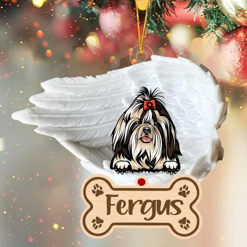 Vista 89 de Adorno de perro afgano de 1 ángel, adorno acrílico 2D personalizado conmemorativo para perros, regalo por pérdida de mascotas, regalo