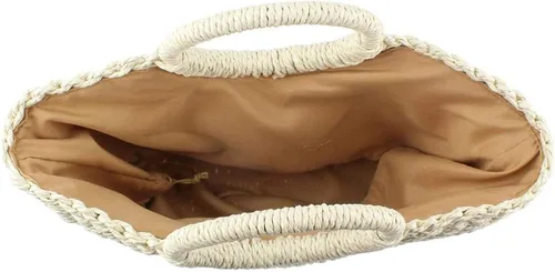Vista 4 de Bolsa de paja para mujer bolsa de playa de paja de verano grande tejida redonda asa de mano Hobo Natural Rattan Travel Beige talla única
