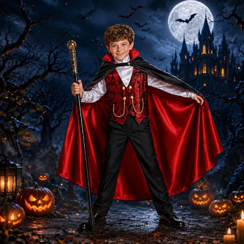 Vista 9 de Vampire Costume for Boys 3 4 5 6 7 8 9 10 12 Years Old Halloween Costume