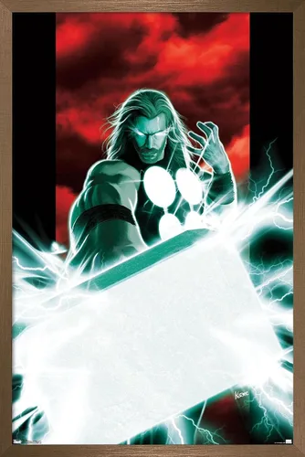 Vista 15 de Trends International Marvel Comics - Póster de pared de Thor - Mjolnir, 14.725 x 22.375 pulgadas, versión enmarcada de madera de granero