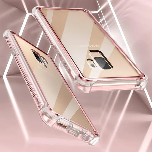 Vista 8 de Dexnor Funda compatible con Samsung Galaxy S9 Plus con protector de pantalla, marco galvanizado, cubierta trasera transparente, resistente 360