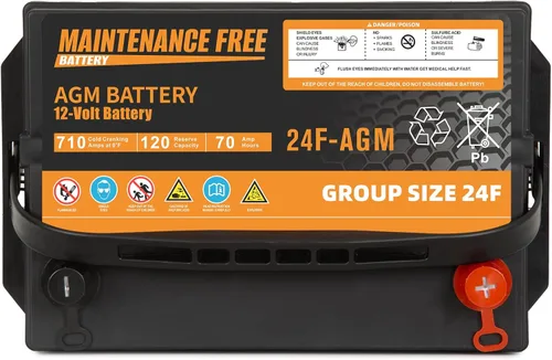 Vista 6 de Autocessking Batería automotriz AGM de arranque y parada de tamaño grupal 24F, batería recargable de coche 12V 70Ah, 710 CCA, 120 RC