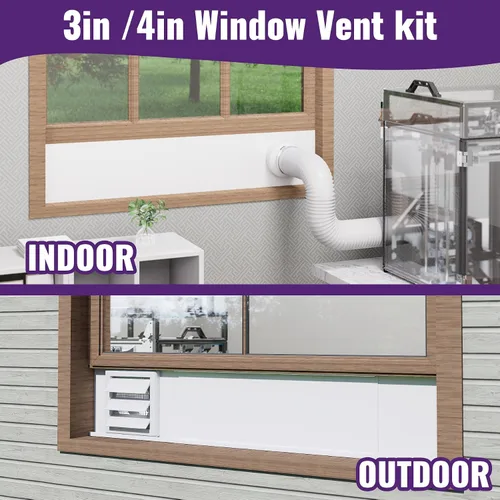 Vista 9 de Mxclimate Kit de ventilación de ventana compatible con manguera de conductos de 3 pulgadas/4 pulgadas para ventanas correderas, kit de sellado