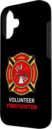 Vista 2 de Funda para iPhone 16 con logotipo de bomberos voluntarios con símbolo de bombero