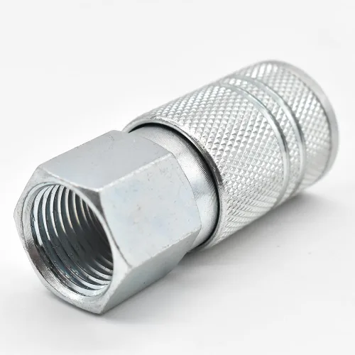 Vista 2 de Interstate Pneumatics CH680 Acoplador de acero industrial de 3/8 pulgadas x 1/2 pulgada NPT hembra