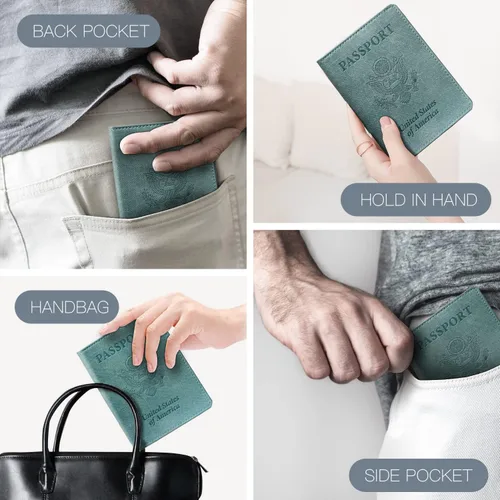 Vista 5 de Funda para pasaporte de vacunación, Azul 2PK