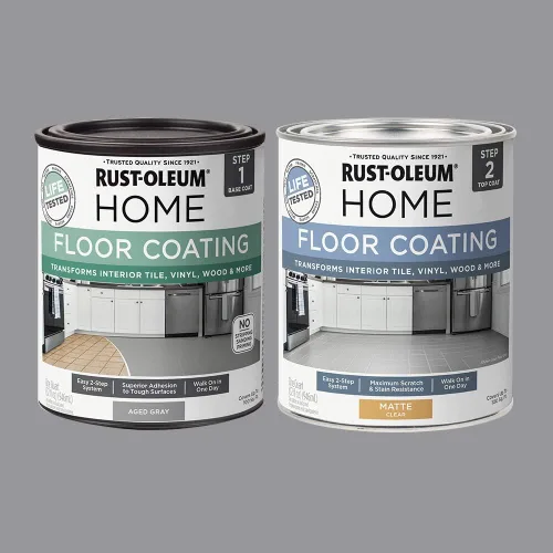 Vista 2 de Rust-Oleum 367592 - Kit de revestimiento de suelo para interiores del hogar, gris envejecido mate