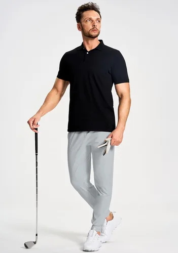 Vista 5 de Pantalones deportivos para hombre con bolsillos con cremallera, pantalones elásticos para correr, golf, entrenamiento, gimnasio, para hombre