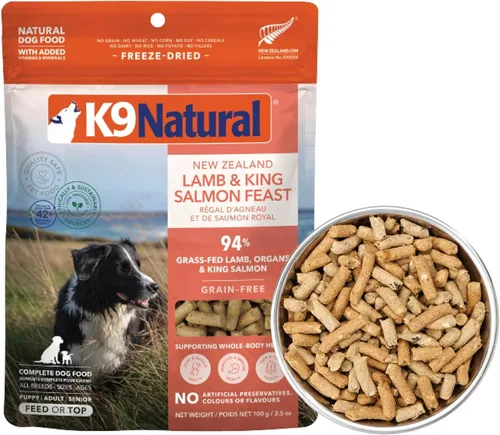 Vista 10 de K9 Natural Carne Liofilizada para Perros, Comida Completa Natural de Alta Carne o Aditivo para Comida para Perros, Carne Alimentada con Pasto