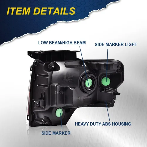 Vista 8 de G-PLUS Conjunto de faros, compatible con Ford F150 2009 2010 2011 2012 2013 2014 (no compatible con estilo LED, solo se ajusta sin estilo LED)