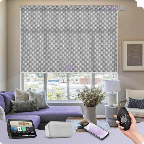 Vista 16 de Graywind Persianas enrollables inteligentes acopladas compatibles con Alexa Google, tamaño personalizado extra grande, persianas motorizadas