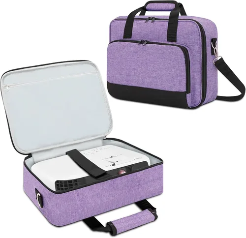Vista 9 de Funda de transporte para proyector, bolsa para proyector con bolsillos de almacenamiento para accesorios y correas de hombro ajustables, bolsa