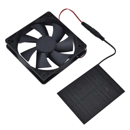 Vista 5 de Kit de ventilador de panel solar de 100 W, ventilador de escape doble de 12 V, kit de ventilador solar para casa de perro, invernadero, RV