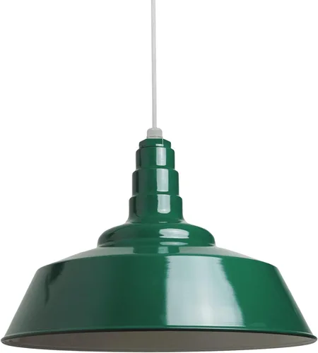 Vista 17 de Steel Lighting Co. Manhattan Warehouse Light Colgante montado en el techo Cúpula de 20 pulgadas vástago de 12 pulgadas Luz de granero