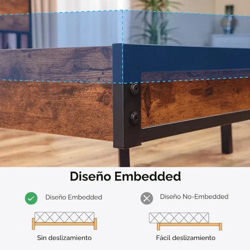 Vista 5 de BedsPick Marco de cama tamaño completo con cabecero de almacenamiento de 2 niveles, marco de cama de plataforma de metal resistente con estación